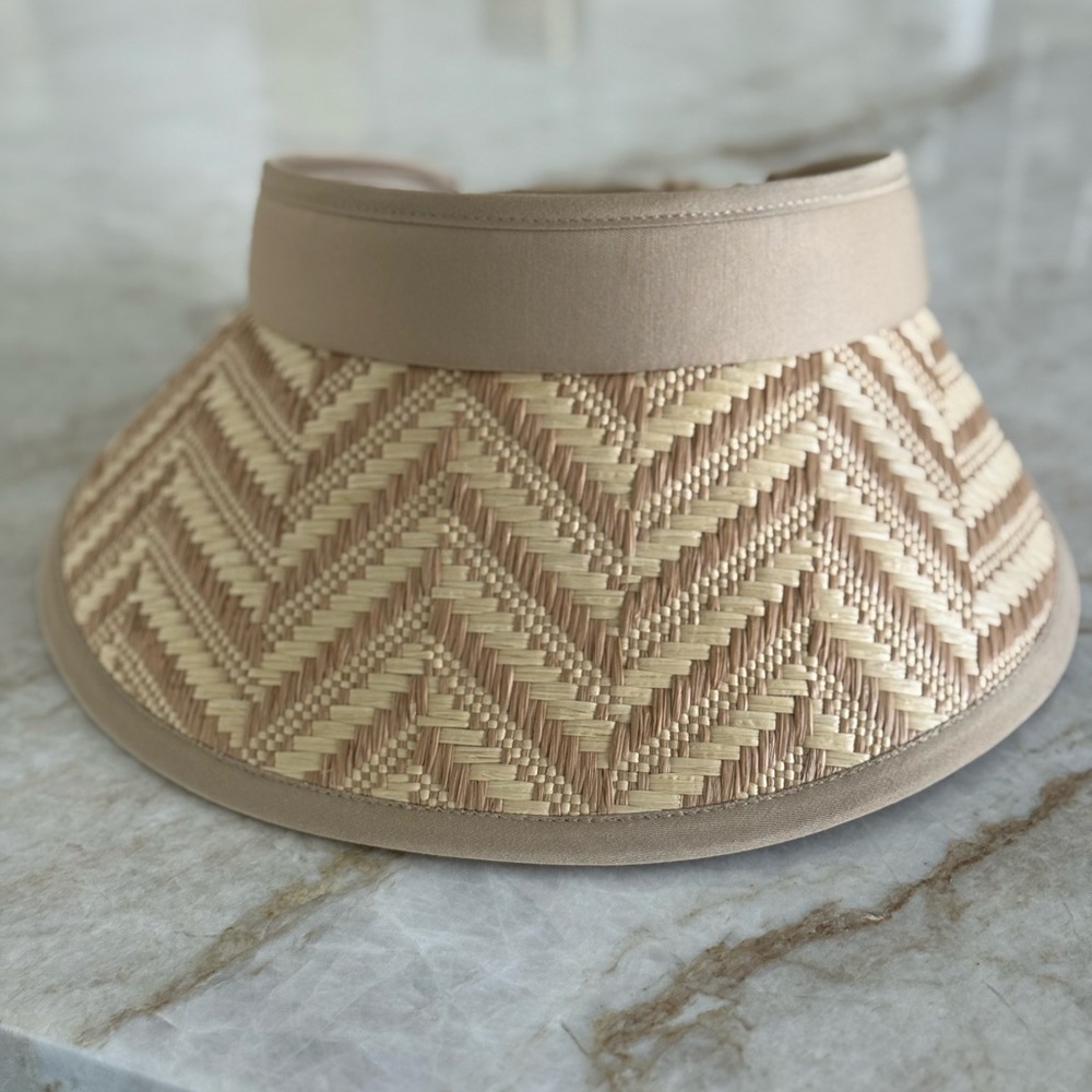 Eric Javits Beige Woven Sun Visor